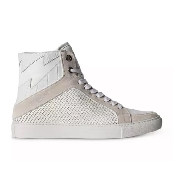 Zadig and Voltaire High Flash Keith Lace Up Sneakers in White Size 10 NIB - Picture 1 of 12